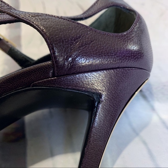 Escada Plum and Mirrored Gold Heels - Picture 9 of 15